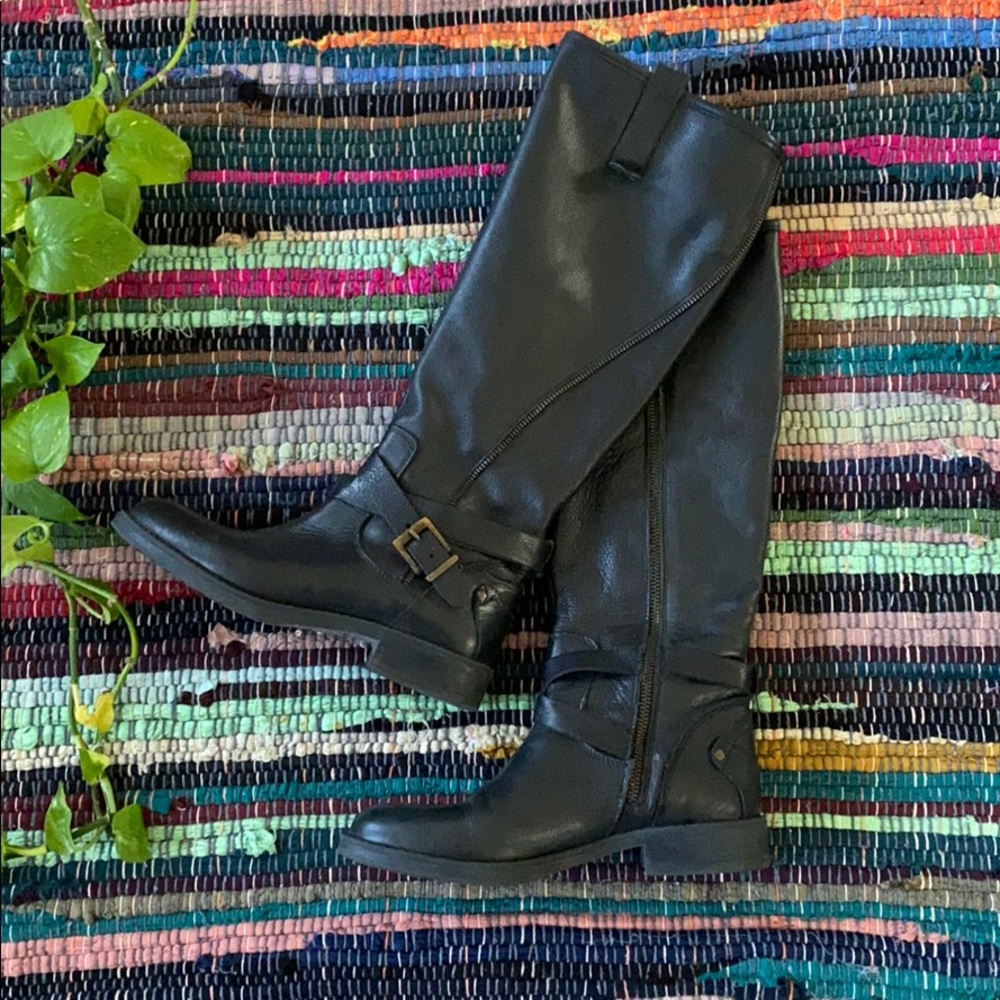Womens Black Leather Aldo Boots Size 7.5